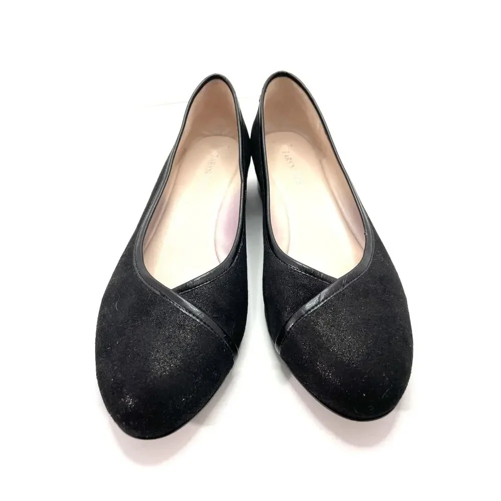 Taryn Rose Women's Black Round Toe Felicity Low Wedge Heel Shoe Size 7